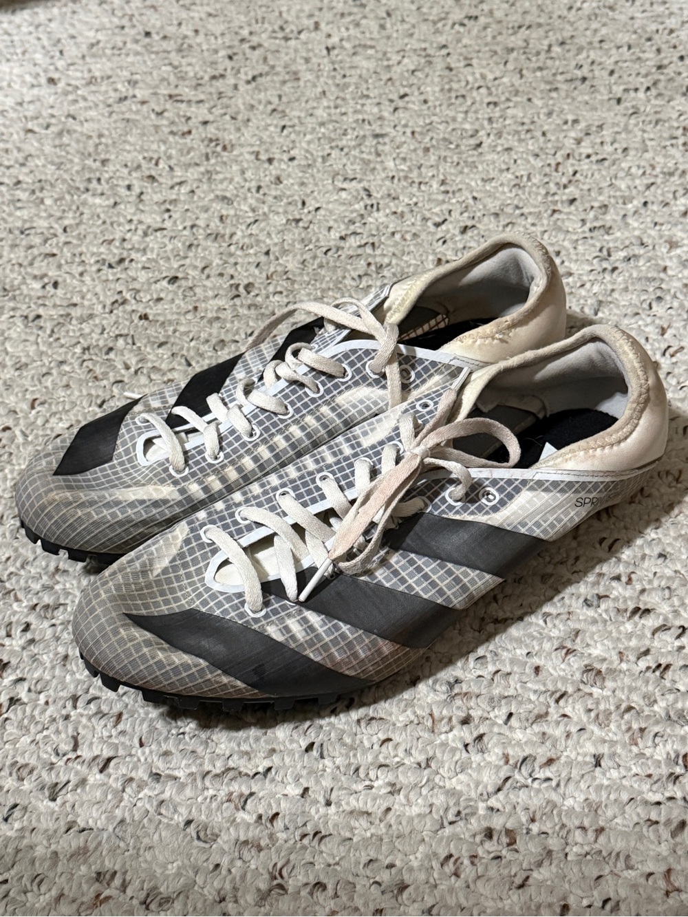 adidas Sprintstar Mens 10.5 Track Field Running Spikes Shoes White Black GX6685